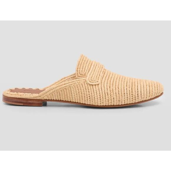 Carrie Forbes Tapa Woven Raffia Loafer Mules Natural Woven Raffia Size 8 US NWOT - Picture 2 of 15